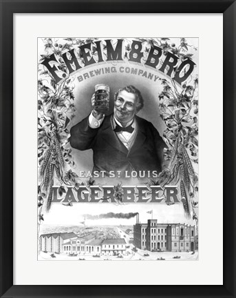 Framed F. Heim and Bros Lager Print