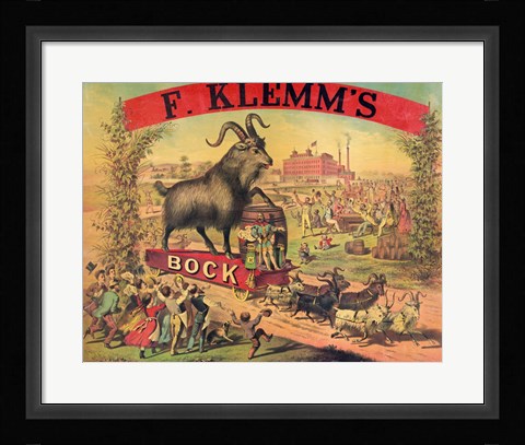 Framed F. Klems Bock Beer Print