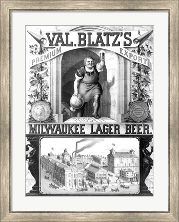 Framed Val Blatt&#39;s Lager Beer Print