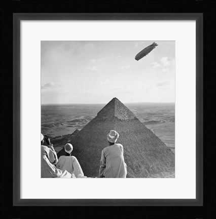 Framed Graf Zeppelin's Rendezvous with Pyraminds of Gizeh, Egypt Print