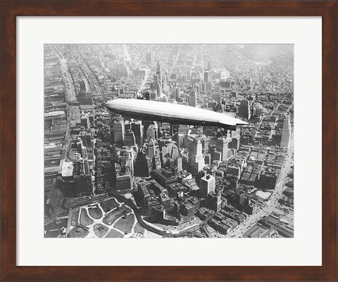 Framed USS Los Angeles Airship Over Manhattan Print