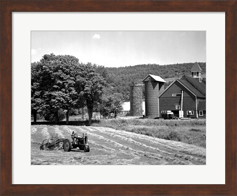 Framed Tractor Raking a Field, East Ryegate, Vermont, USA Print