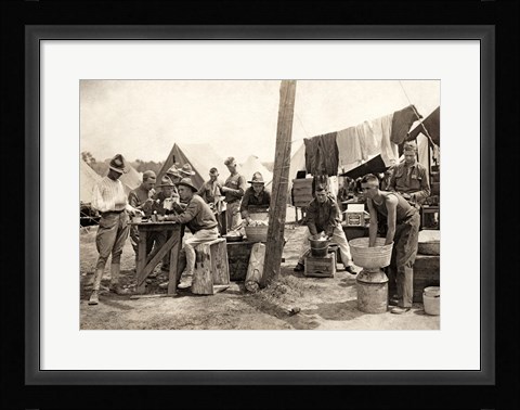 Framed American Soldiers at a Military Camp During World War I, c.1917 Print