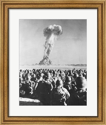 Framed Atomic Bomb Testing in a Desert, Camp Desert Rock, Las Vegas, Nevada, USA Print