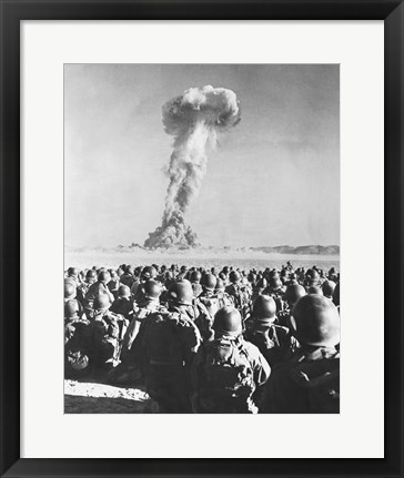 Framed Atomic Bomb Testing in a Desert, Camp Desert Rock, Las Vegas, Nevada, USA Print