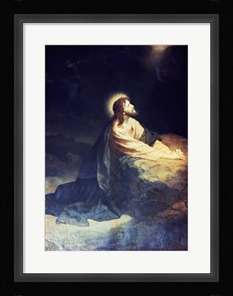 Framed Christ in the Garden of Gethsemane Heinrich Hoffmann (1824-1911 German) Print