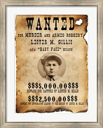 Framed Baby Face Nelso Wanted Poster Print