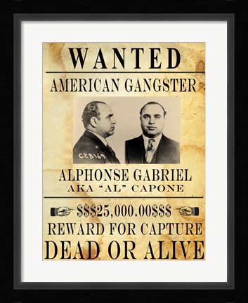 Framed Al Capone Wanted Poster Print