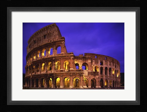 Framed Low angle view of a coliseum lit up at night, Colosseum, Rome, Italy Print