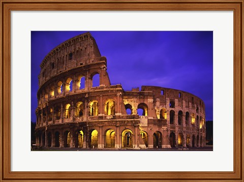 Framed Low angle view of a coliseum lit up at night, Colosseum, Rome, Italy Print