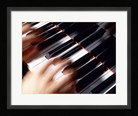 Framed Close-up of a person's hands playing a piano Print