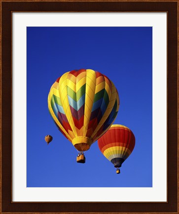 Framed Three Rainbow Hot Air Balloons Print