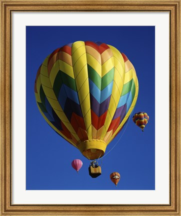 Framed Yellow Rainbow Hot Air Balloon Print