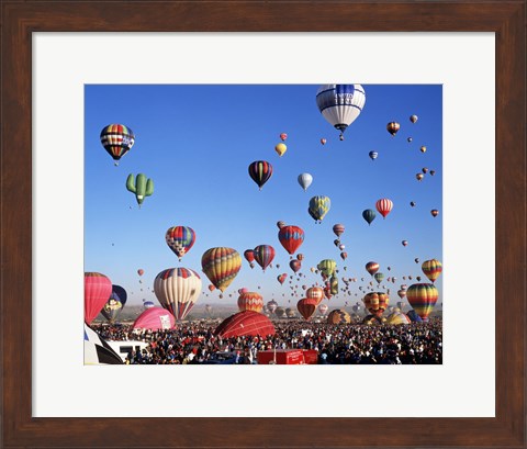 Framed Group of Hot Air Balloons Taking Off Print