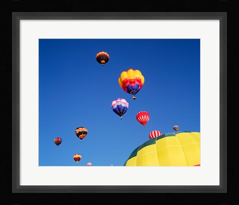 Framed Hot Air Balloons Flying Away in a Group Print