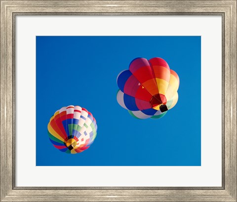 Framed Two Hot Air Balloons Flying Away Print