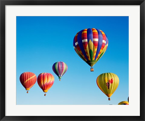 Framed Five Hot Air Balloons Flying Together Print