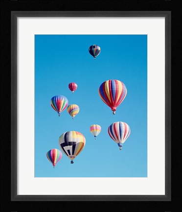 Framed Group of Colorful Hot Air Balloons Print
