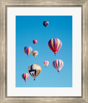 Framed Group of Colorful Hot Air Balloons Print