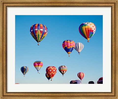 Framed Hot Air Balloons in a Group Floating into the Sky Print
