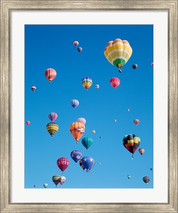 Framed Hot Air Balloons Flying in a Group Print