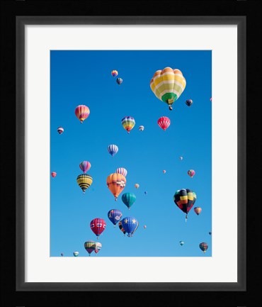 Framed Hot Air Balloons Flying in a Group Print