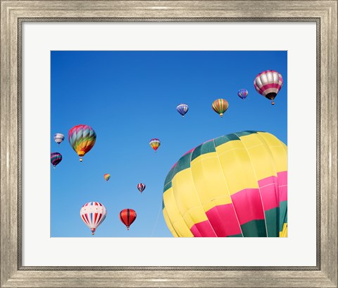 Framed View of Hot Air Balloons Flying into the Sky in New Mexico Print