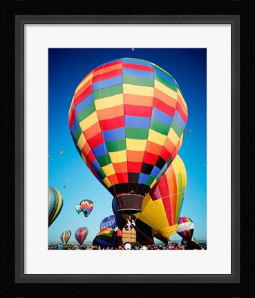 Framed Low angle Closeup Of Hot Air Balloons In The Sky, Albuquerque International Balloon Fiesta, Albuquerque, New Mexico, USA Print
