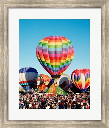 Framed Floating hot air balloons, Albuquerque International Balloon Fiesta, Albuquerque, New Mexico, USA Print