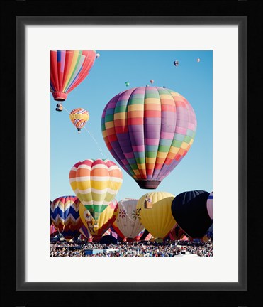 Framed Low angle view of hot air balloons in the sky, Albuquerque International Balloon Fiesta, Albuquerque, New Mexico, USA Print
