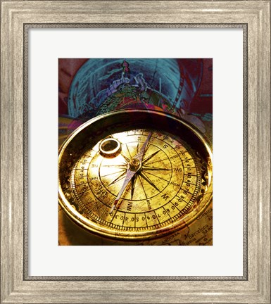 Framed Close-up of an antique compass Print