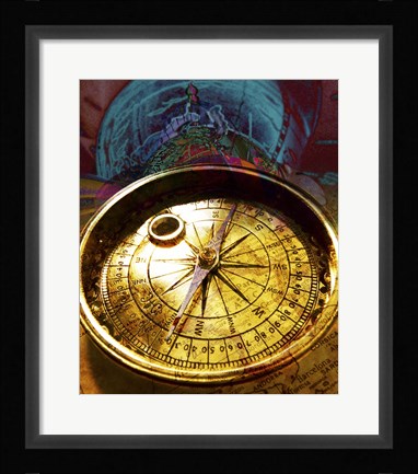 Framed Close-up of an antique compass Print
