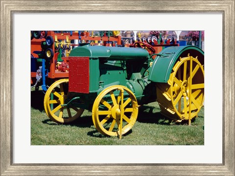 Framed Old fashioned tractor at Farmers Market, San Juan Capistrano, California, USA Print