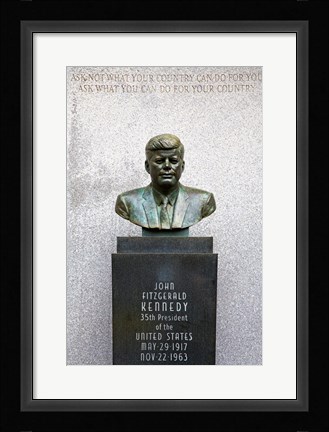 Framed JFK Bust by Evangelos Frudakis at Kennedy Plaza, Boardwalk, Atlantic City, New Jersey, USA Print