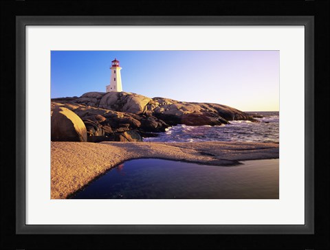 Framed Lighthouse on the coast, Peggy's Cove Lighthouse, Peggy's Cove, Nova Scotia, Canada Print