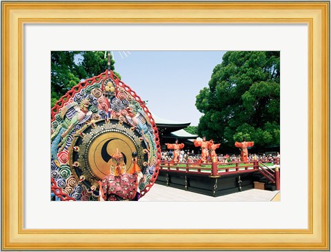 Framed Decorative drum in front of a building, Meiji Jingu Shrine, Tokyo, Japan Print