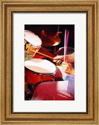 Framed Man playing the drums Print