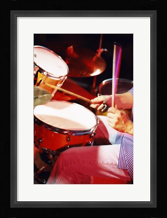 Framed Man playing the drums Print