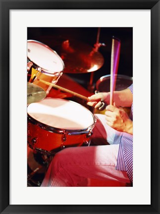 Framed Man playing the drums Print