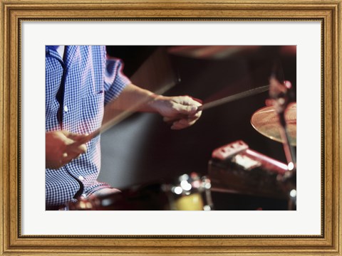 Framed Man playing the drums Print