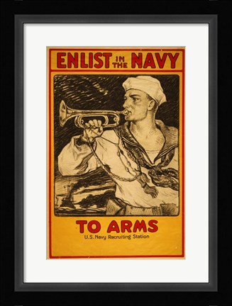Framed Enlist in the Navy Print