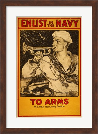 Framed Enlist in the Navy Print