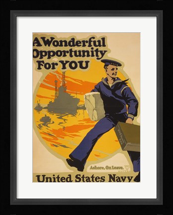 Framed Wonderful Opportunity for You United States Navy Print