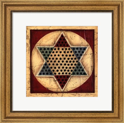 Framed Small Antique Chinese Checkers Print