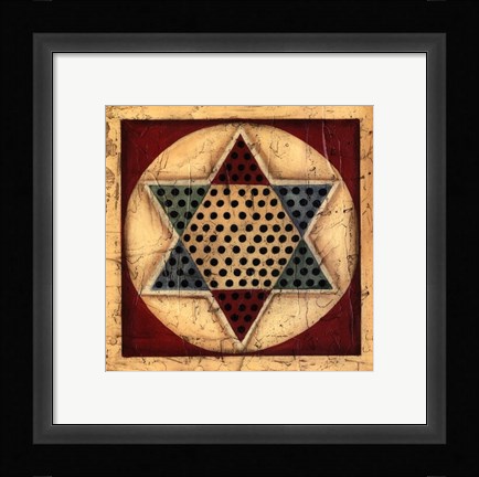 Framed Small Antique Chinese Checkers Print