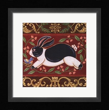 Framed Folk Rabbit I Print