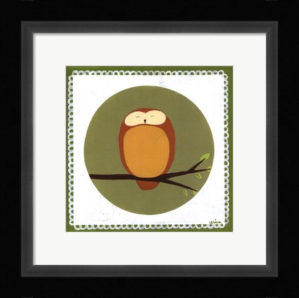 Framed Owl Cameo I Print