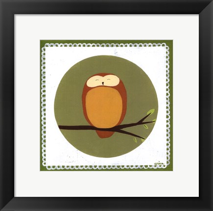 Framed Owl Cameo I Print