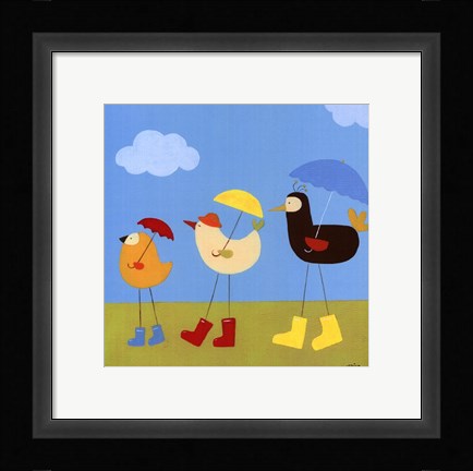 Framed Rainy Day Birds II Print