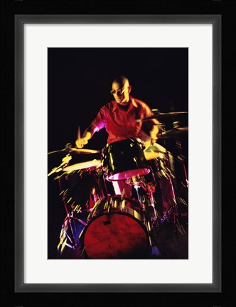 Framed Young man playing the drums Print